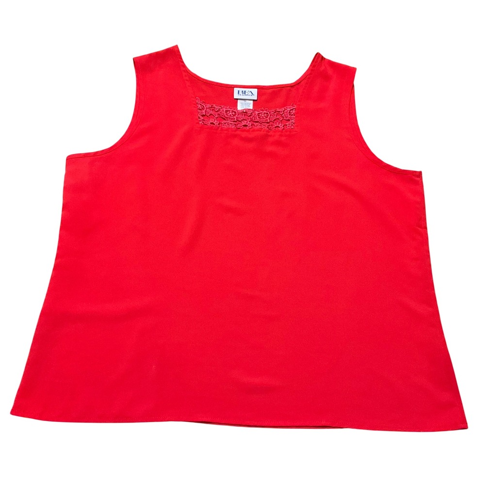 Vintage Tank Top Women XL Red Blue Lace Trim Shell Lot 2 Classic Office - Picture 9 of 13